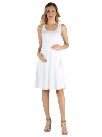 24seven Comfort Apparel Maternity A-line Slim Fit And Flare Dress In White