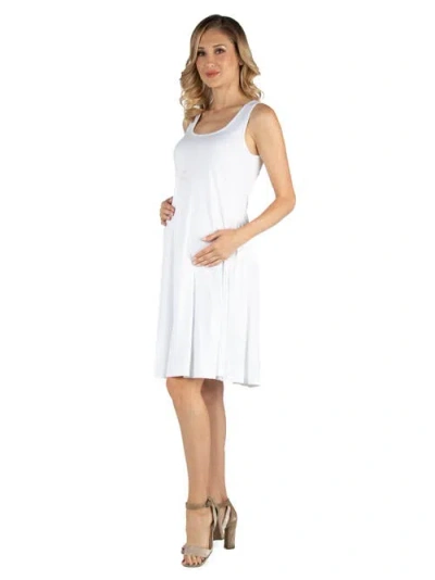 24seven Comfort Apparel Maternity A-line Slim Fit And Flare Dress In White