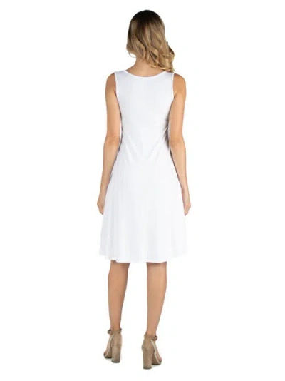 24seven Comfort Apparel Maternity A-line Slim Fit And Flare Dress In White