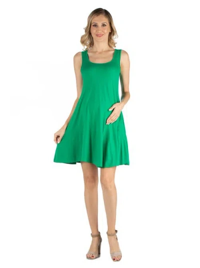 24seven Comfort Apparel Maternity A-line Slim Fit And Flare Dress In Green