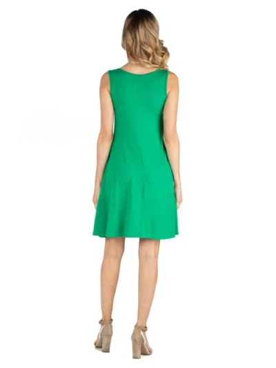 24seven Comfort Apparel Maternity A-line Slim Fit And Flare Dress In Green