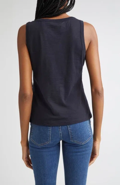 Veronica Beard Harrison Cotton Henley Tank In Blue