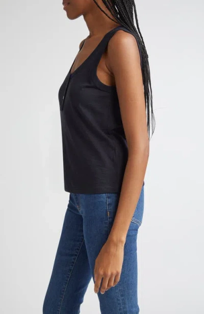 Veronica Beard Harrison Cotton Henley Tank In Blue