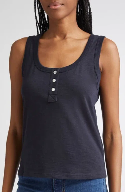 Veronica Beard Harrison Cotton Henley Tank In Blue