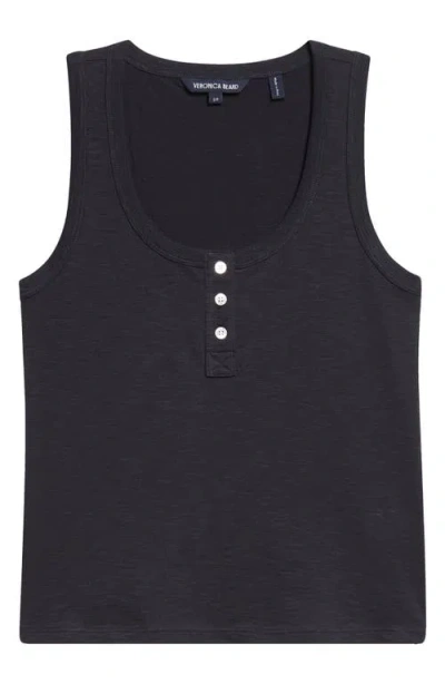 Veronica Beard Harrison Cotton Henley Tank In Blue