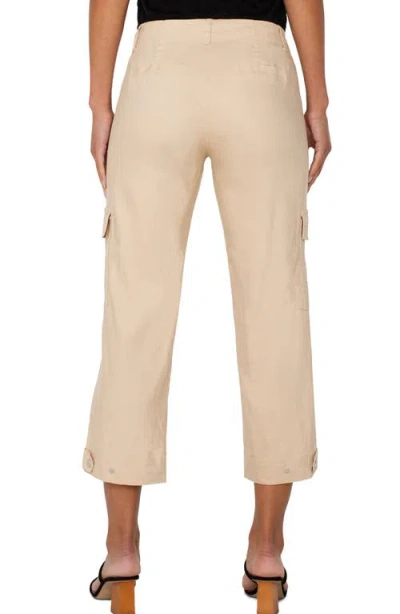 Liverpool Los Angeles Crop Straight Leg Linen Blend Utility Pants In Gold