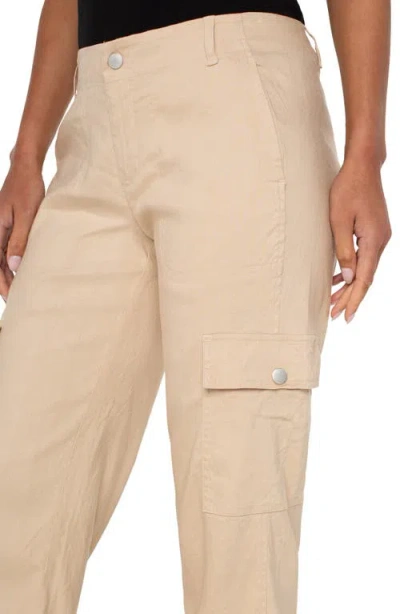 Liverpool Los Angeles Crop Straight Leg Linen Blend Utility Pants In Gold