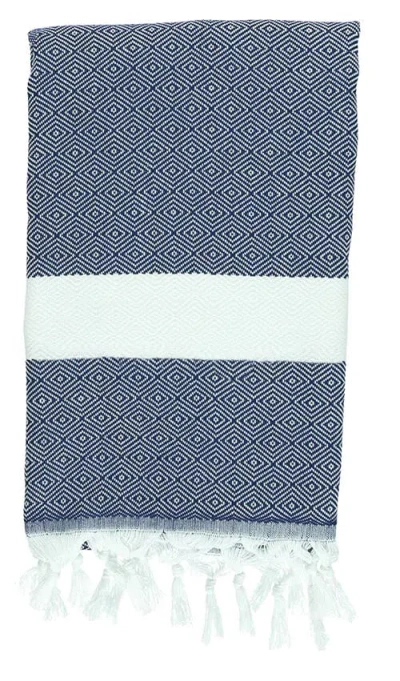 Anaya Charleston Stripe Turkish Cotton Beach Towel In Blue