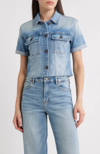 Hidden Jeans Short Sleeve Crop Denim Jacket