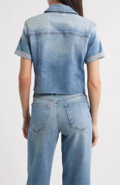 Hidden Jeans Short Sleeve Crop Denim Jacket