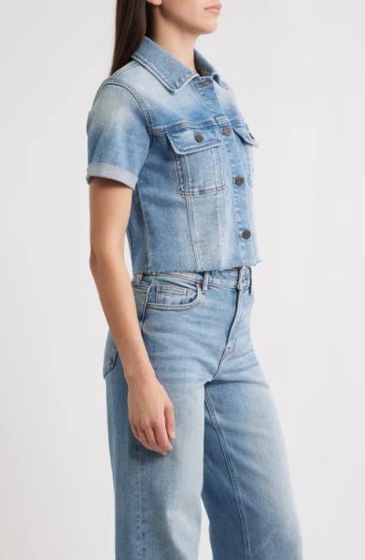 Hidden Jeans Short Sleeve Crop Denim Jacket