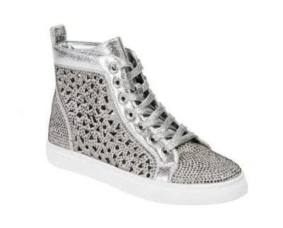 Lady Couture Laser Cut High Top  Sneaker With Rhinestones