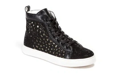 Lady Couture Laser Cut High Top  Sneaker With Rhinestones
