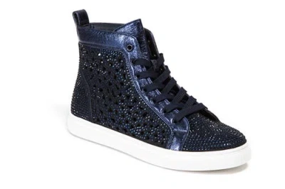Lady Couture Laser Cut High Top  Sneaker With Rhinestones