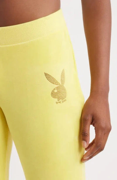Ptcl X Playboy Rhinestone Logo Velour Flare Leg Pants
