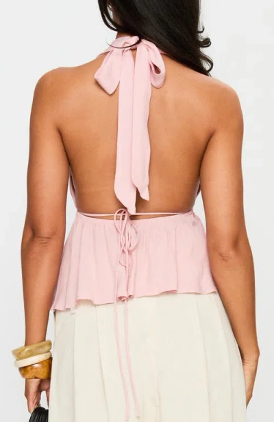 Princess Polly Saddler Plunge Halter Top In Pink