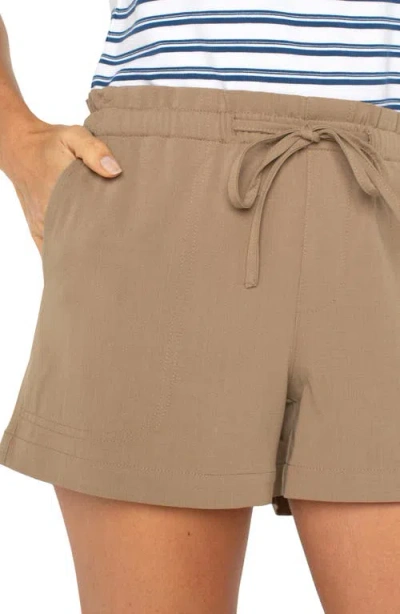 Liverpool Los Angeles Pull-on Woven Shorts In Brown