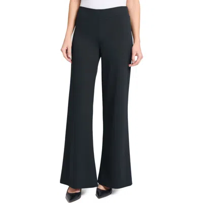 Ming Wang Deco Wide Leg Stretch Crepe Pants In Black