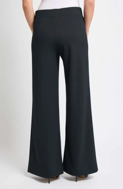 Ming Wang Deco Wide Leg Stretch Crepe Pants In Black