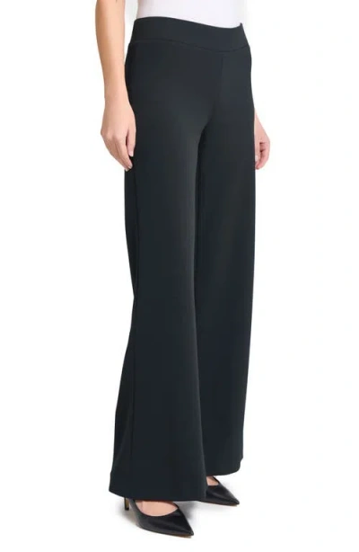 Ming Wang Deco Wide Leg Stretch Crepe Pants In Black