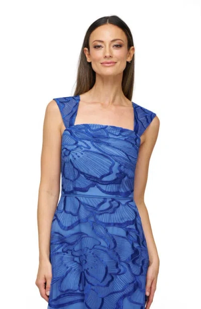 Js Collections Odessa Floral Embroidery Gown In Blue