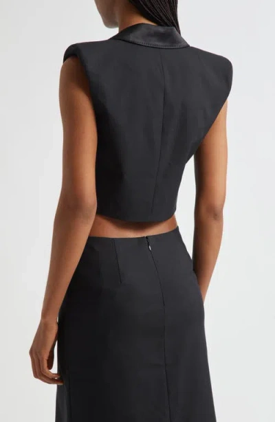 L'agence Hollis Double Breasted Crop Vest In Black