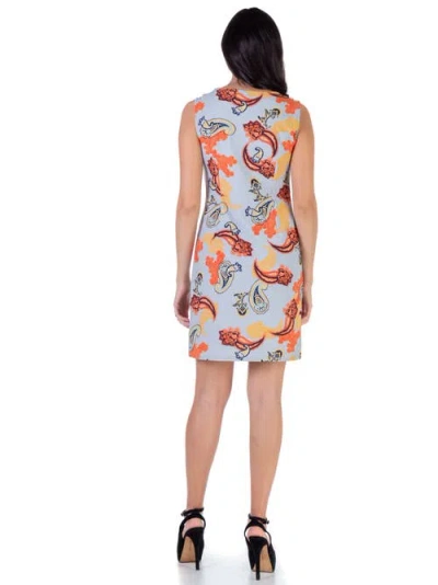 24seven Comfort Apparel Petites Paisley Print Sleeveless Shift Dress In Multi