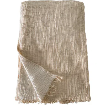 Anaya Crinkled Turkish Cotton Cuddle Throw In Neutral