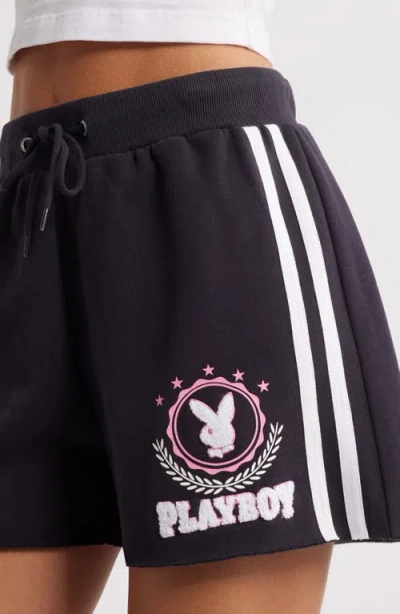 Ptcl X Playboy Varsity Stripe Sweat Shorts In Black