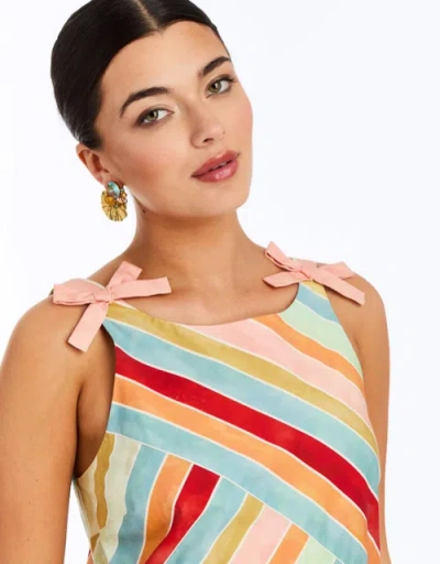 Mestiza New York Payton Striped Bow-embellished Mini Shift Dress In Multi