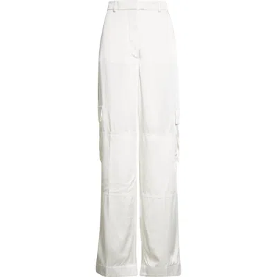 Stella Mccartney Satin Paneled Slouchy Cargo Pants In White