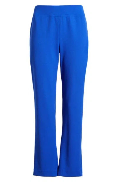 Ming Wang Deco Straight Leg Stretch Crepe Pants In Blue