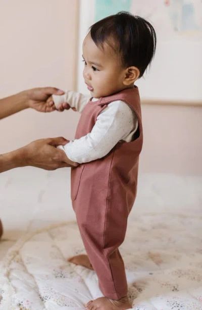 Pehr Organic Cotton French Terry Overalls In Orange