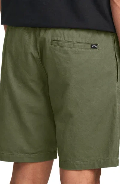 Billabong Larry Layback Twill Drawstring Shorts In Green