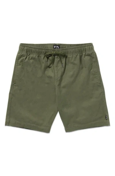 Billabong Larry Layback Twill Drawstring Shorts In Green