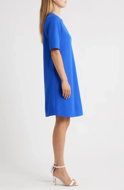 Ming Wang Stretch Crepe A-line Dress In Blue
