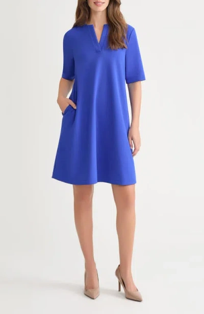 Ming Wang Stretch Crepe A-line Dress In Blue