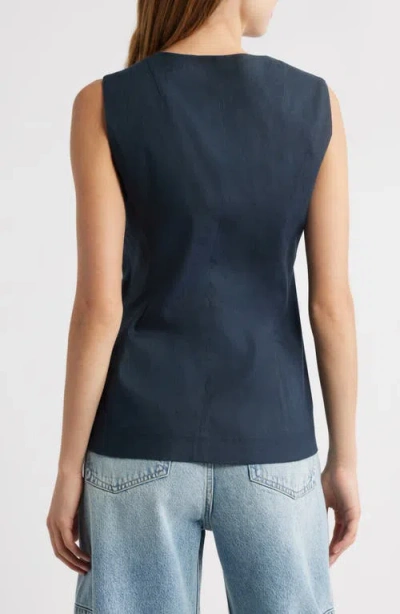 Rag & Bone Slade Linen Blend Vest In Blue
