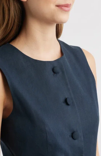 Rag & Bone Slade Linen Blend Vest In Blue