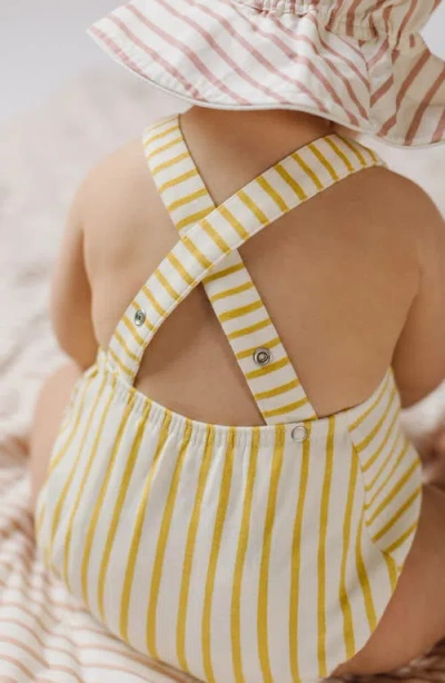 Pehr Crisscross Organic Cotton Bodysuit In Yellow