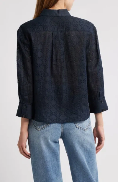 Rag & Bone Lucia Embroidered Button-front Shirt In Black