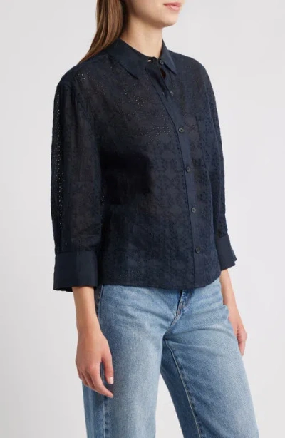 Rag & Bone Lucia Embroidered Button-front Shirt In Black