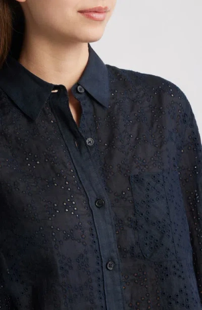 Rag & Bone Lucia Embroidered Button-front Shirt In Black
