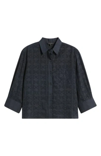 Rag & Bone Lucia Embroidered Button-front Shirt In Black