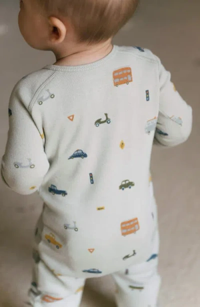 Pehr Print Rib Organic Cotton Footie In Gray
