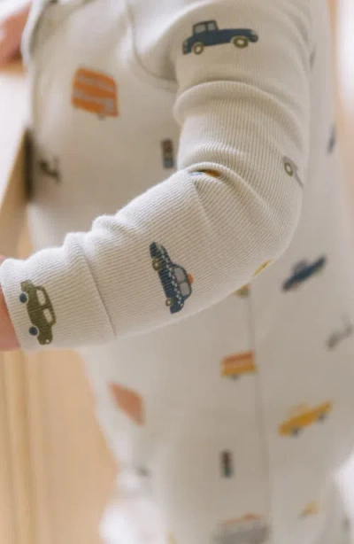 Pehr Print Rib Organic Cotton Footie In Gray