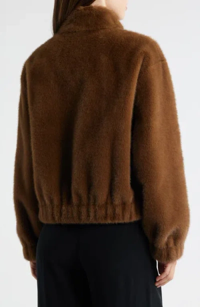 Sam Edelman Faux Fur Bomber Jacket In Brown
