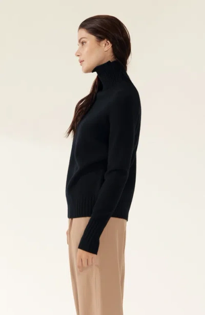 Italic Emma Cashmere Relaxed Turtleneck Sweater In Black