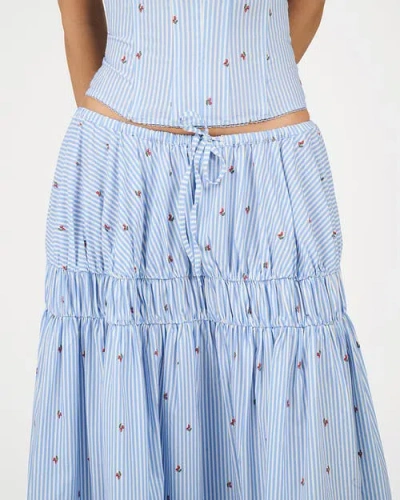 Weworewhat Tiered Midi Skirt In Blue