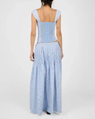 Weworewhat Tiered Midi Skirt In Blue
